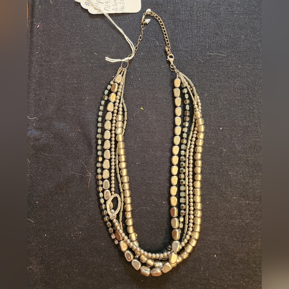 Silpada Silver Hematite Glass Hailstone Necklace N1936